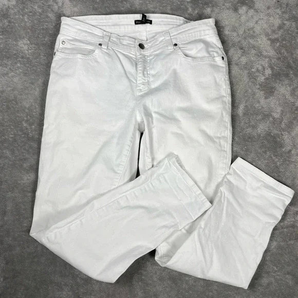 Eileen Fisher Jeans Womens 8 White Organic Cotton Slim Ankle Mid Rise Neutral - Picture 3 of 8